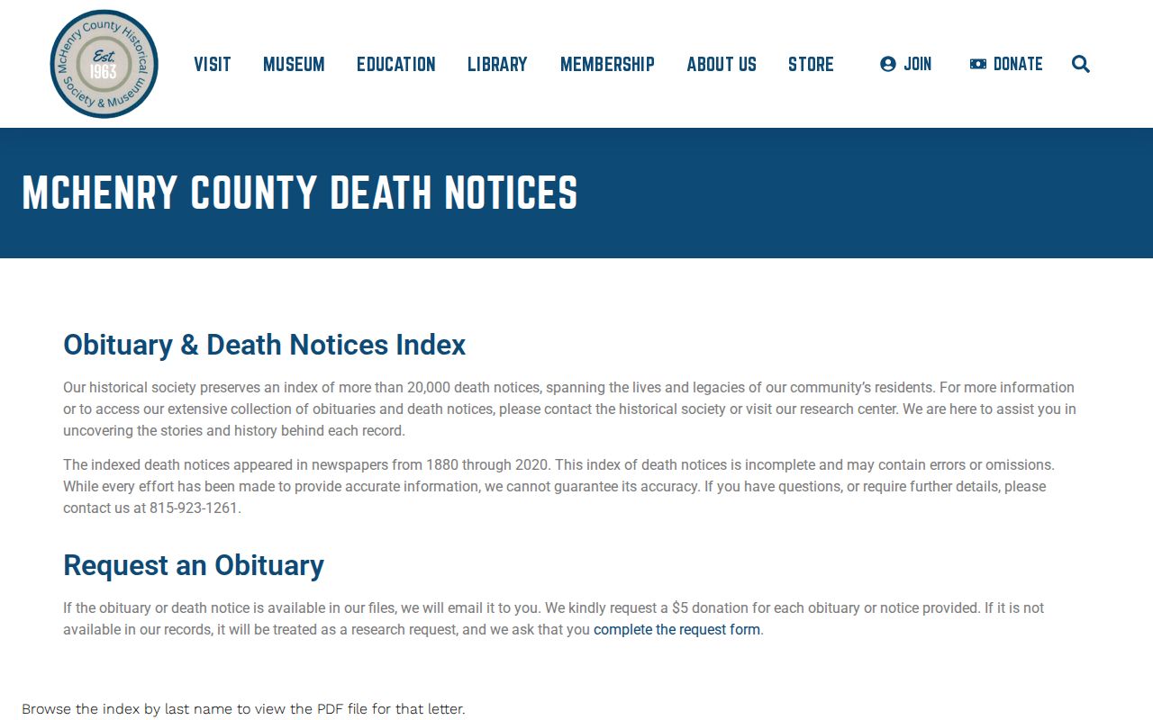 McHenry County city directory research through historical death notices