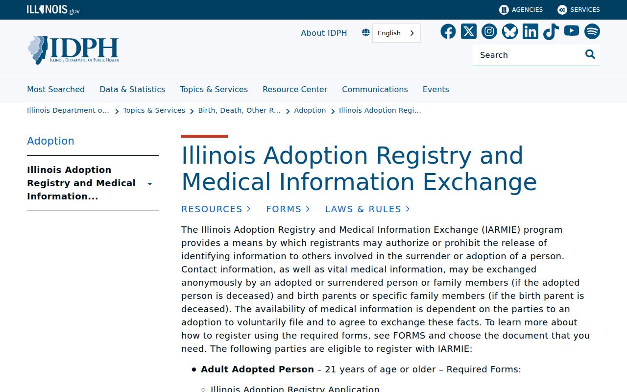 McHenry County resident lookup using the Illinois adoption registry