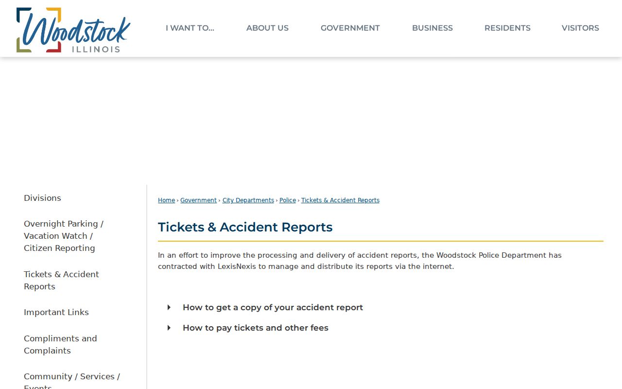 McHenry County street directory source for Woodstock accident report requests